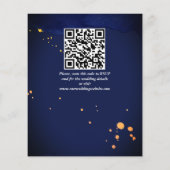 バジェットネイビーブルーオレンジ白いバラの結婚式の招待 (裏面)