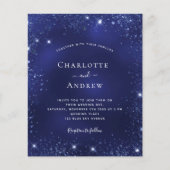 バジェットネイビーブルーグリッターダスト結婚式招待状 (正面)