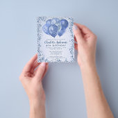 バジェットネイビーブルーグリッターバルーン子供の誕生日 チラシ (手)