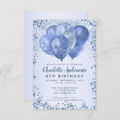 バジェットネイビーブルーグリッターバルーン子供の誕生日 ノートカード (正面/裏面)