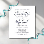 バジェットネイビーブルーシックスクリプト結婚式招待状<br><div class="desc">シグネチャースタイル名をエレガント搭載し、この予算のネイビー青と白の結婚式招待状はシックなレタリングでパーソナライズされたあなたの情報と一緒に行うことができる。Thisisnomeによる設計©</div>