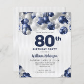 バジェットネイビーブルーシルバーグリッターバルーン誕生日 (正面/裏面)