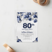 バジェットネイビーブルーシルバーグリッターバルーン誕生日 ノートカード (正面/裏面インサイチュ)