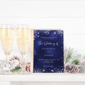 バジェットネイビーブルーシルバーグリッター結婚式招待状