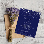 バジェットネイビーブルーシルバースターズ結婚式招待状