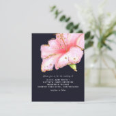 バジェットネイビーブルーピンク金ゴールドフローラ結婚式の招待 シーズンカード (スタンド正面)
