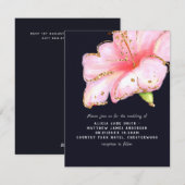 バジェットネイビーブルーピンク金ゴールドフローラ結婚式の招待 シーズンカード (正面/裏面)