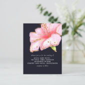 バジェットネイビーブルーピンク金ゴールドフローラ結婚式の招待 シーズンポストカード (スタンド正面)