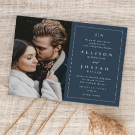 バジェットネイビーブルーフォト結婚式招待状