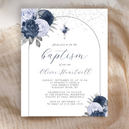 バジェットネイビーブルーフローラアーチクロスボーイズバプテスマ