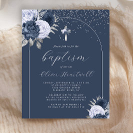 バジェットネイビーブルーフローラアーチクロスボーイズバプテスマ