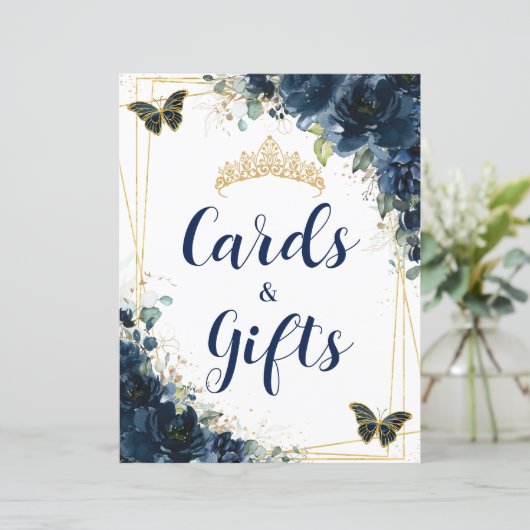 バジェットネイビーブルーフローラキンセアニラカード&ギフト (スタンド正面)