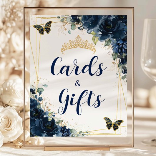 バジェットネイビーブルーフローラキンセアニラカード&ギフト