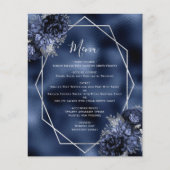 バジェットネイビーブルーフローラ結婚シルバーのメニュー (正面)