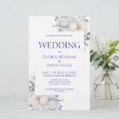 バジェットネイビーブルーフローラ結婚式招待状 (スタンド正面)