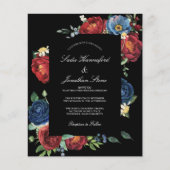 バジェットネイビーブルーブルガンディーレッド結婚式招待状 (正面)