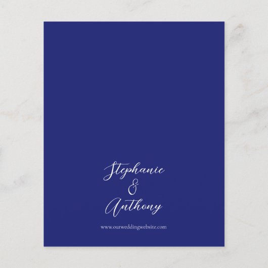 バジェットネイビーブルーホワイトフローラ結婚式招待状 (裏面)