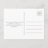 バジェットネイビーブルーボタニカルフローラブライダルシャワー インビテーションポストカード (裏面)