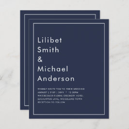 バジェットネイビーブルーモノクロ結婚ーズ