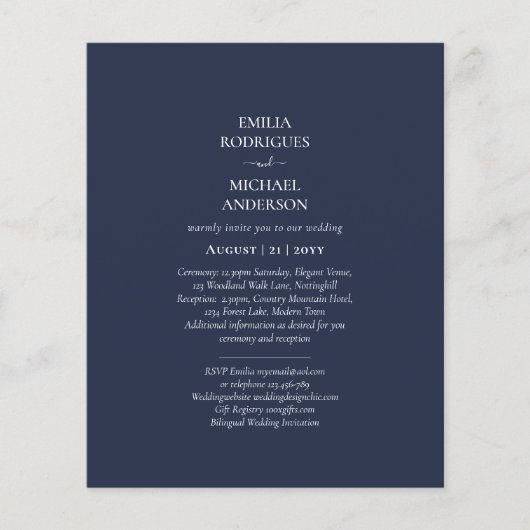 バジェットネイビーブルーモノクロ結婚ーズ チラシ (正面)