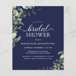 バジェットネイビーブルーユーカリブライダルシャワー