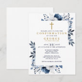 バジェットネイビーブルー植物確モダン認 ポストカード (正面/裏面)