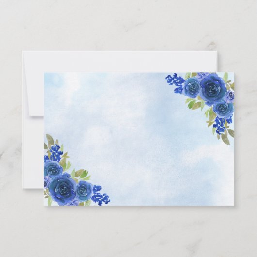 バジェットネイビーブルー金ゴールドグリッターフローラプリンセスRSVP ノートカード (裏面)