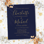 バジェットネイビーブルー金ゴールドスクリプト結婚式招待状<br><div class="desc">シグネチャースタイル名を使用しエレガントて、この予算ネイビーブルーと金ゴールド結婚式招待状はシックなレタリングであなたの情報と一緒にパーソナライズされたすることができる。Thisisnomeによる設計©</div>