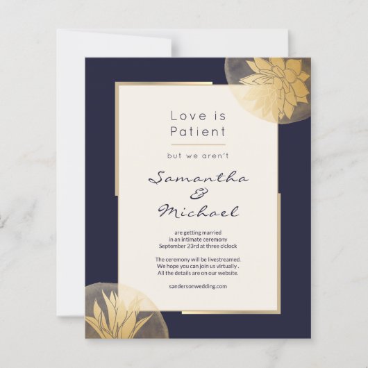 バジェットネイビーブルー金ゴールドダウンサイ結婚ズ (正面)