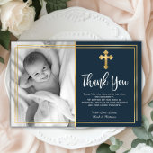バジェットネイビーブルー金ゴールドバプテスマサンキューカード
