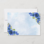 バジェットネイビーブルー金ゴールドフローラプリンセスQR RSVP ノートカード (裏面)