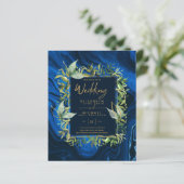 バジェットネイビーブルー金ゴールド緑の結婚式の招待 (スタンド正面)