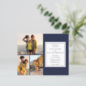 バジェットネイビーブルー4写真結婚式招待状 (スタンド正面)