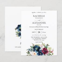 バジェットネイビーブルー、ブルゴーニュ&ホワイトフローラ結婚ズ