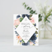 バジェットネイビーブルー&赤面ピンクフローラブライダルシャワー (スタンド正面)