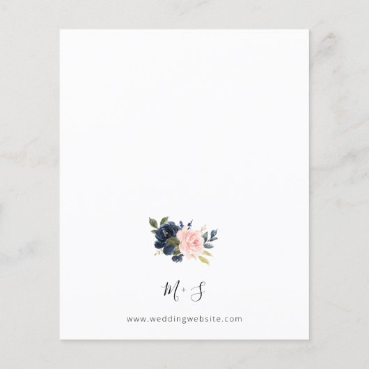 バジェットネイビーブルー&赤面ピンクフローラ結婚ズ (裏面)