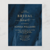 バジェットネイビーブルー&金ゴールドブライダルシャワー招待 (正面)