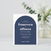 バジェットネイビーブルーRSVP QRコードレトロ写真結婚s (スタンド正面)