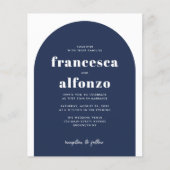 バジェットネイビーブルーRSVP QRコードレトロ写真結婚s (正面)