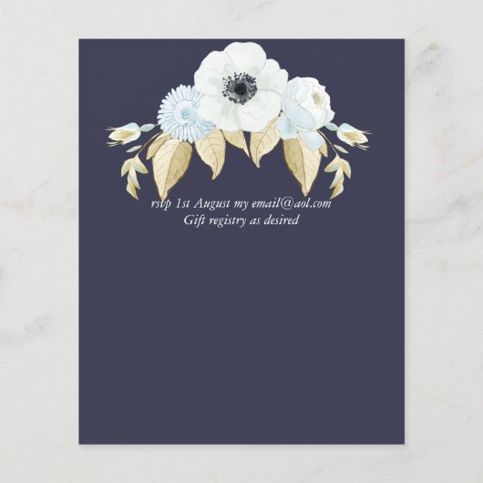 バジェットネイビーベイホワイトアネモン結婚式招待状 (裏面)