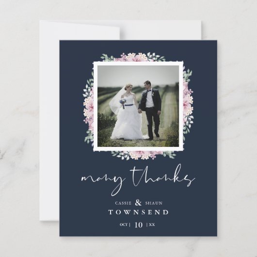 バジェットネイビーモダンタイポグラフィピンクシェーズフラワーズ (正面)