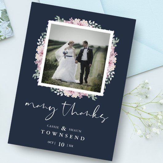 バジェットネイビーモダンタイポグラフィピンクシェーズフラワーズ