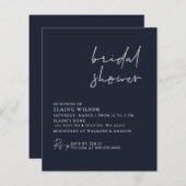 バジェットネイビーモダンブライダルシャワー招待 (正面/裏面)
