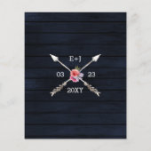 バジェットネイビー赤面フローラアントラー結婚式招待状 (裏面)