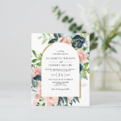 バジェットネイビー赤面フローラアーチ結婚式招待状 (スタンド正面)