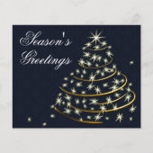 バジェットネイビー金ゴールドクリスマスツリーホリデーカード (正面)