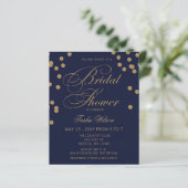 バジェットネイビー金ゴールド紙吹雪ブライダルシャワー招待 (スタンド正面)