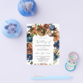 バジェットネイビー、オレンジ、ブラウンフローラ結婚2 チラシ (シングル)