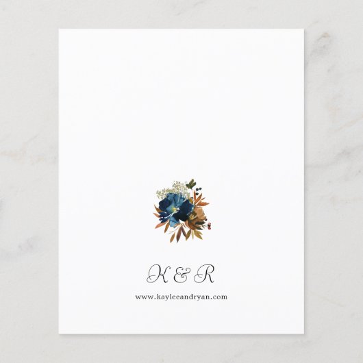 バジェットネイビー、オレンジ&ブラウンフローラ2結婚の紙 (裏面)