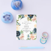 バジェットネイビー&ダスティブルーピンクブライダルシャワー チラシ (シングル)